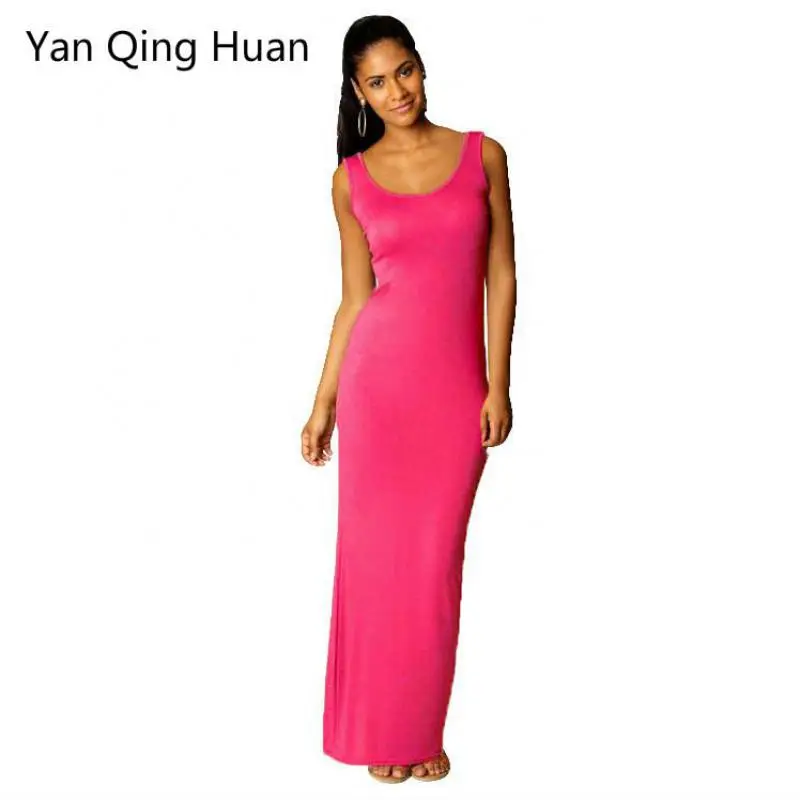 

Ян Цин Хуан летнее новое облегающее женское элегантное сексуальное платье без рукавов с квадратным воротником однотонное женское платье с ...