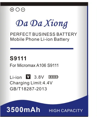 Аккумулятор Da Xiong 3500 мАч Micromax S9111 Для A106 A92 A114 A115 A116 A117 A210 Q340 Q338 s9101 аккумулятор|battery