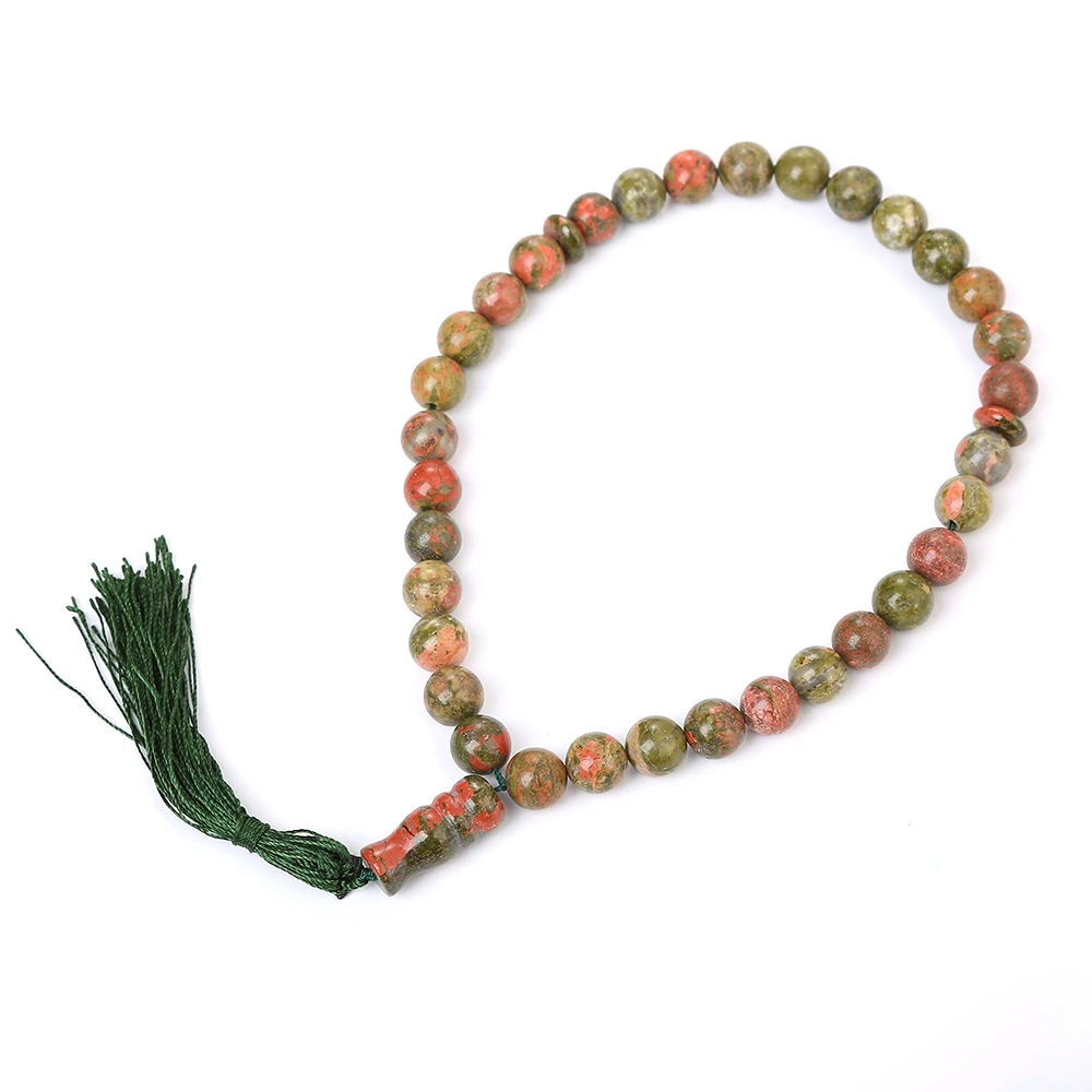10-12mm Natural Stone Crystal Agates Bead Tassel Pendant 33 Prayer Beads Islamic Muslim Tasbih Allah Mohammed Rosary Women Men | Украшения
