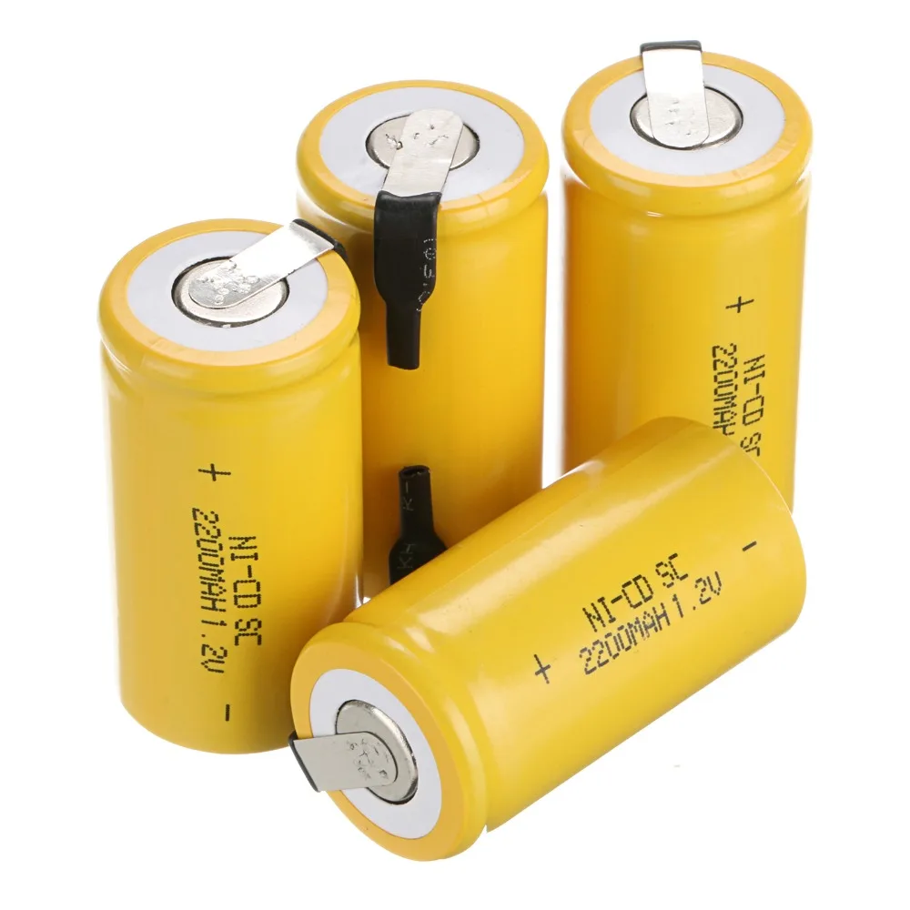 Высокое качество! 4 шт. Sub C SC батарея 1 2 V 2200 mAh Ni Cd NiCd аккумуляторная 25 см * см|battery laptop