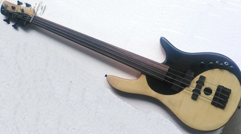 Пламя клен смесь с палисандр тела Foderaa активный 4 струны fretless бас гитара|guitar