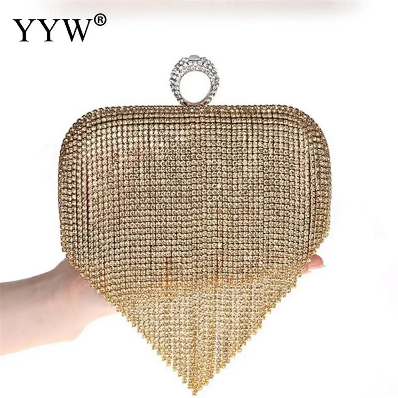 

Tassels Clutch Bag Golden Diamond Tassel Women Party Crystal Clutches Evening Bags Wedding Bag Bridal Shoulder Handbag Purse
