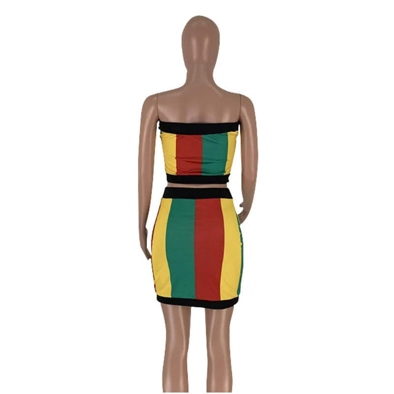 Полосатое платье без бретелек облегающее Бандажное укороченный топ карандаш
