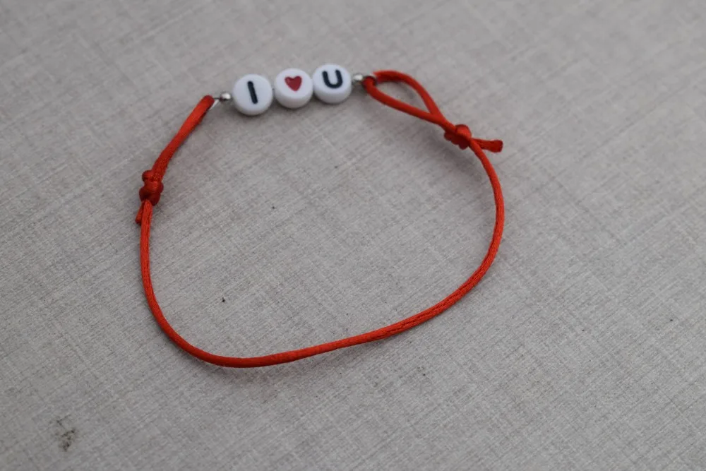 Женский браслет SanLan i love you Красный Регулируемый ручной работы подарок для жены