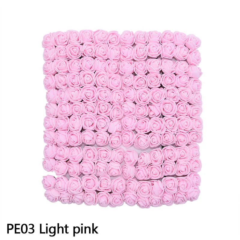 PE03 Light pink 144 шт, 2 см, многоцветные Искусственные цветы из пенопласта, букет, свадебное украшение для дома, сделай сам, скрапбукинг, ремесло, искусственные цветы - Цвет: PE03 Light pink