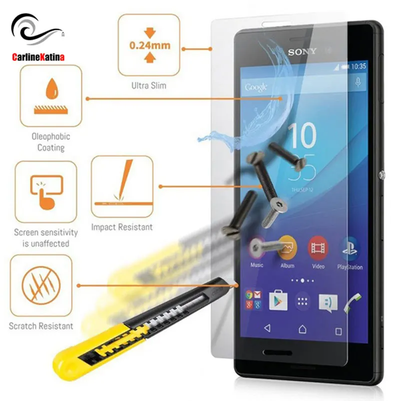 Оригинальное закаленное стекло 9H для защиты экрана Sony Xperia Z2 Z1 L39h Z3 Mini Z4 C3 E3 E4 M2 M4 Aqua