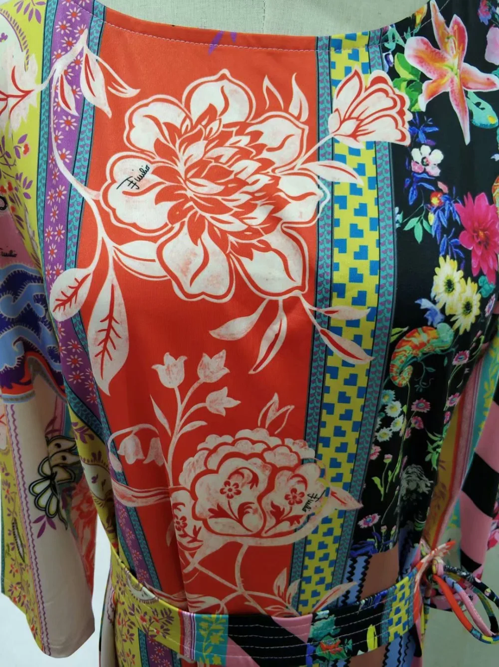 New 2018 Luxury Designer Dress Women's Fashion 3/4 Sleeves Colorful Flower Print XXL Stretch Jersey Slim Silk Day | Женская одежда