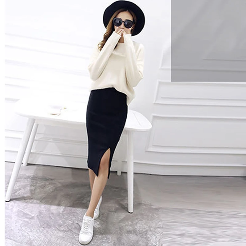 

New Spring Summer Women Bodycon Skirts Both Sides Split Sexy Ladies Skirts Female Casual Pencil Skirts 6 Colors