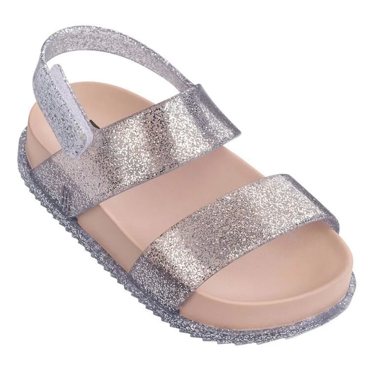 Mini Melissa/брендовые сандалии г. новые сандалии для девочек детская обувь Melissa пляжные сандалии для девочек 13 см-1 см Нескользящие - Цвет: Sliver