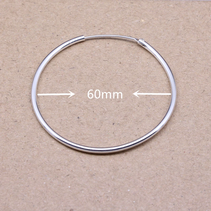Большие серьги кольца из серебра 925 пробы 60 мм женские гипоаллергенные