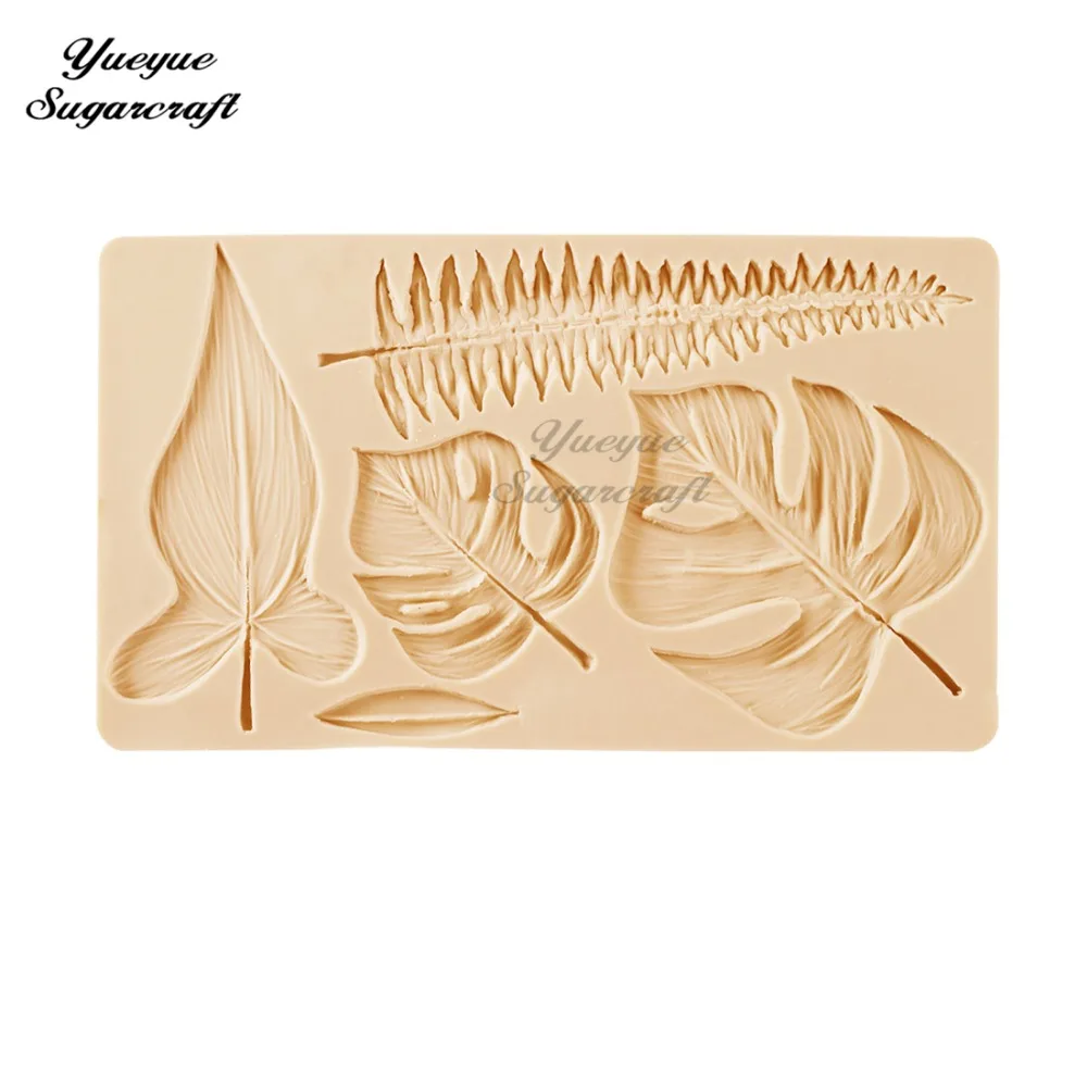 Yueyue Sugarcraft Tropical Leaves Monstera Silicone mold fondant cake decorating tools chocolate gumpaste | Дом и сад