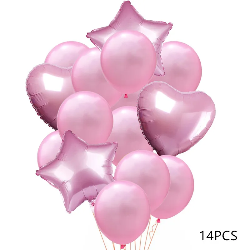 Pink 14 шт./лот, украшение на день рождения, воздушный шар, свадебные Круглые Конфетти, шары, гелиевые шары в форме сердца, украшения для дня рождения, для взрослых и детей - Цвет: Pink