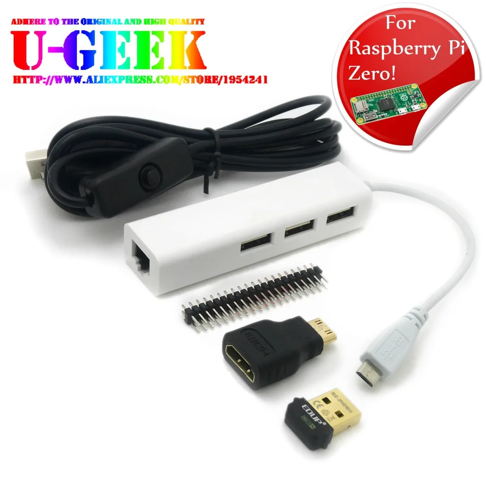 Сетевой комплект для Raspberry Pi Zero | HDMI + Micro usb хаб 40 pin кабель питания беспроводной|kit