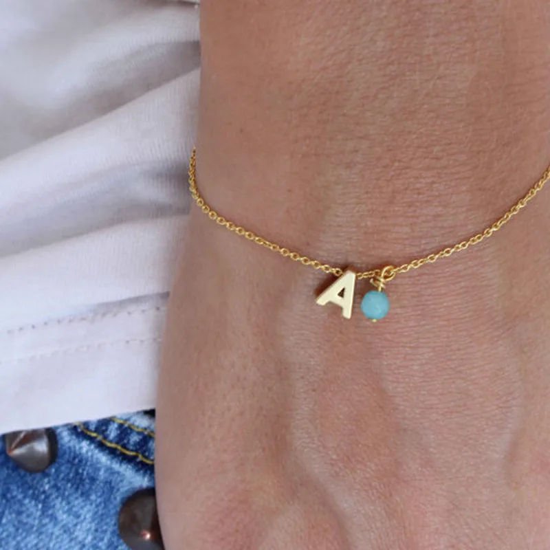 Браслет с буквами алфавита инициала от A до Z для женщин и девушек модная цепочка