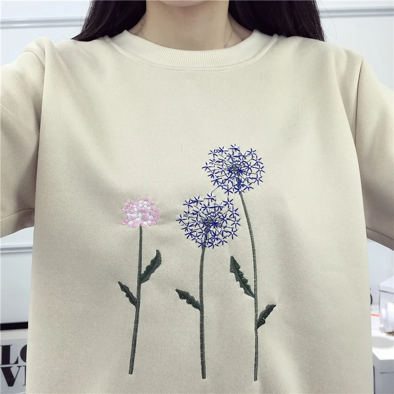 Новинка 2018 осенне зимний женский свитер милый пуловер с вышивкой одуванчика