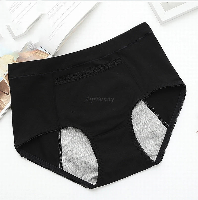 AipBunny Высокая Талия Для женщин трусы нижнее белье с карманом спереди 100% дышащий