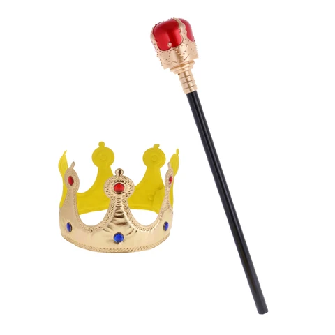 Королевская корона и скипетр Детский костюм Король Королева Аксессуары для вечеринки маскарадный костюм для сказок исторические истории Хэллоуин