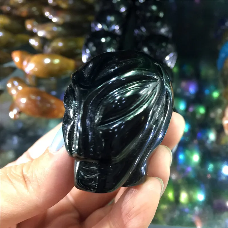 Натуральный черный обсидиан кристалл череп уникальный стиль ручной работы