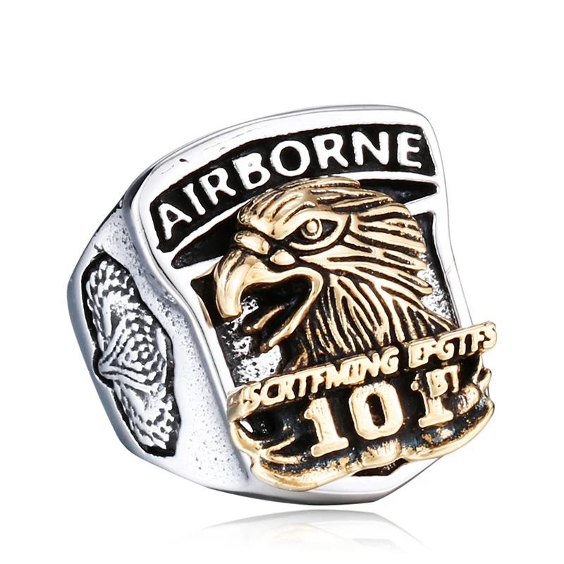 Двухтонное Золотое кольцо из нержавеющей стали Eagle Hawk Большие широкие кольца