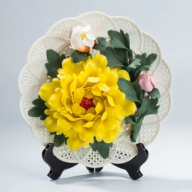 Art 3D Flower Ceramic Decor Plate Sitting Plates / Home Living Room Adornment Crafts Ornaments Dish Saucer As Wedding Gifts | Дом и сад