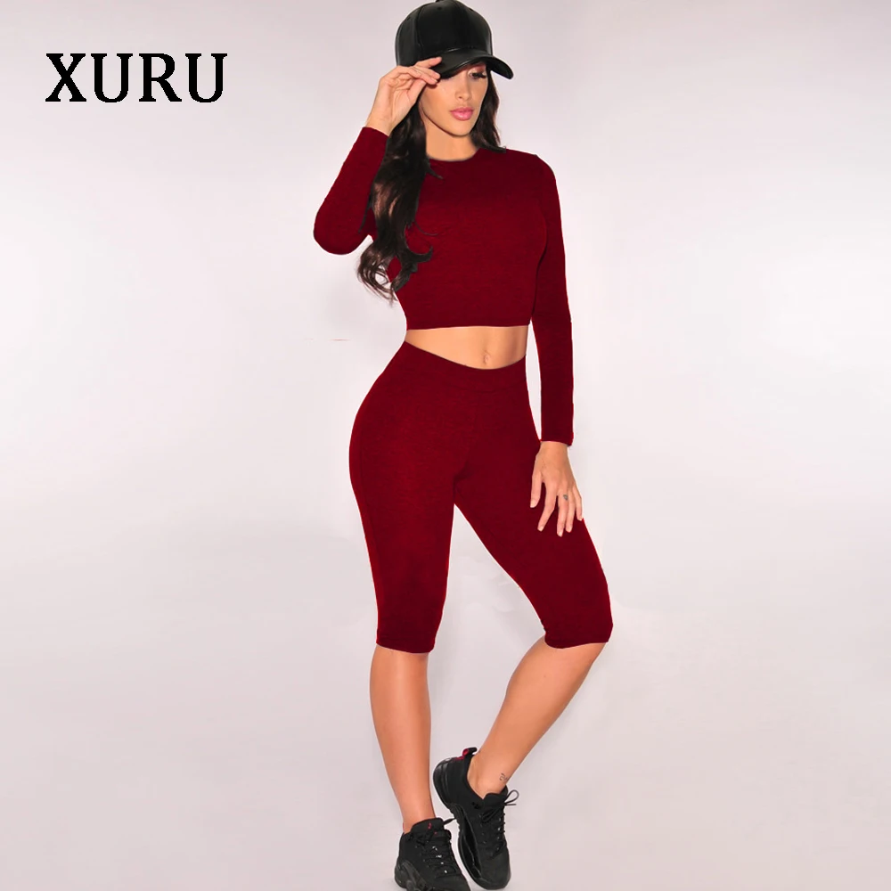 Женские Эластичные комбинезоны XURU однотонные Комбинезоны из двух предметов с