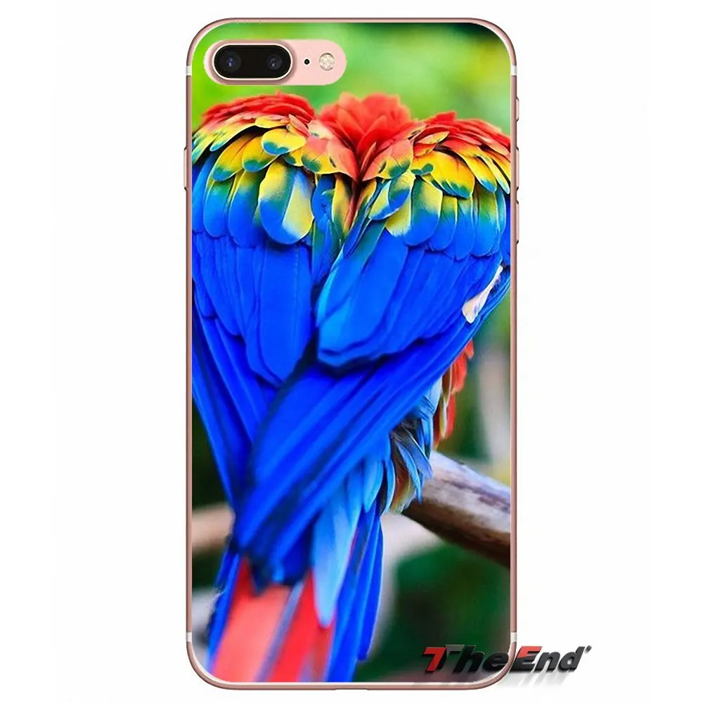 Прозрачный чехол из ТПУ с радужным попугаем для iPhone X 4 4S 5 5S 5C SE 6 6S 7 8 Plus Samsung Galaxy J1 J3