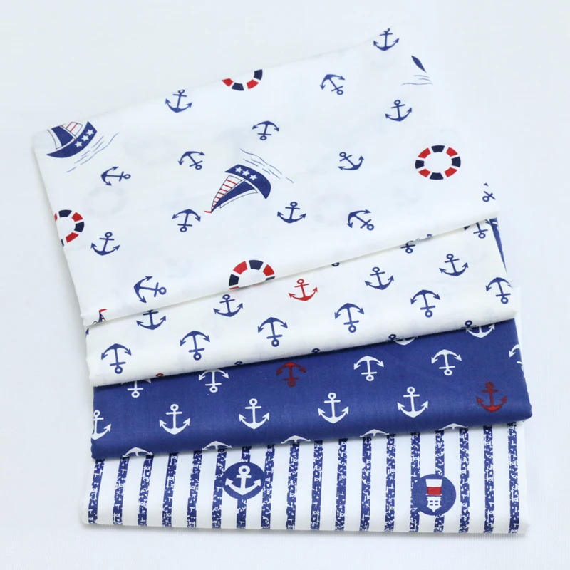 Хлопковая ткань с морским якорем Лоскутные материалы для шитья стеганое одеяло