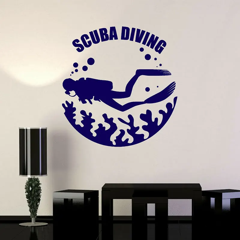 

Scuba Diving Underwater Diver Water Bubbles Wall Stickers Vinyl Home Decor Room Ocean Sea Decals Removable Mural A193