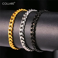 collare chain bracelet men stainless steel black gungold color bracelet 6mm wide link chain wholesale men bracelet h128
