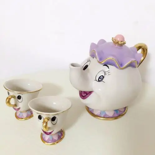 [1 чайник + 2 чашки] мультяшный чайный набор Красавица и Чудовище Taza Bela E A Fera Mrs
