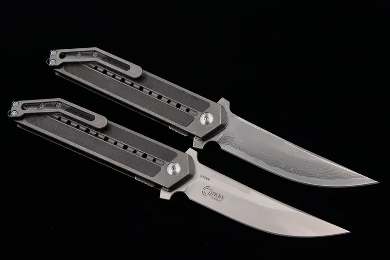 JUFULE TB steelcraft S35vn/Vg10 Дамаск Титан+ углеродного волокна керамика шариковый подшипник, инструмент для кемпинга, складной кухонный нож