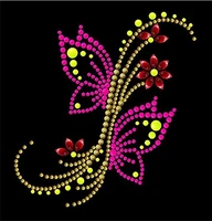 color butterfly hot fix iron on rhinestone transfer applique motif iron on crystal transfers design hot fix for shirt