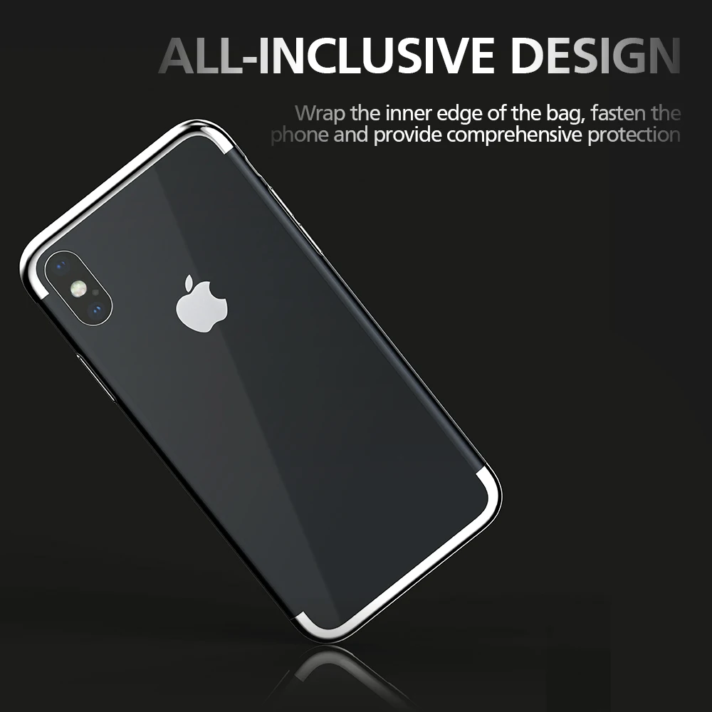 KEYSION Soft TPU Case for iPhone XS Max Ultra thin transparent plating shining case XR X Mixed silicon cover |