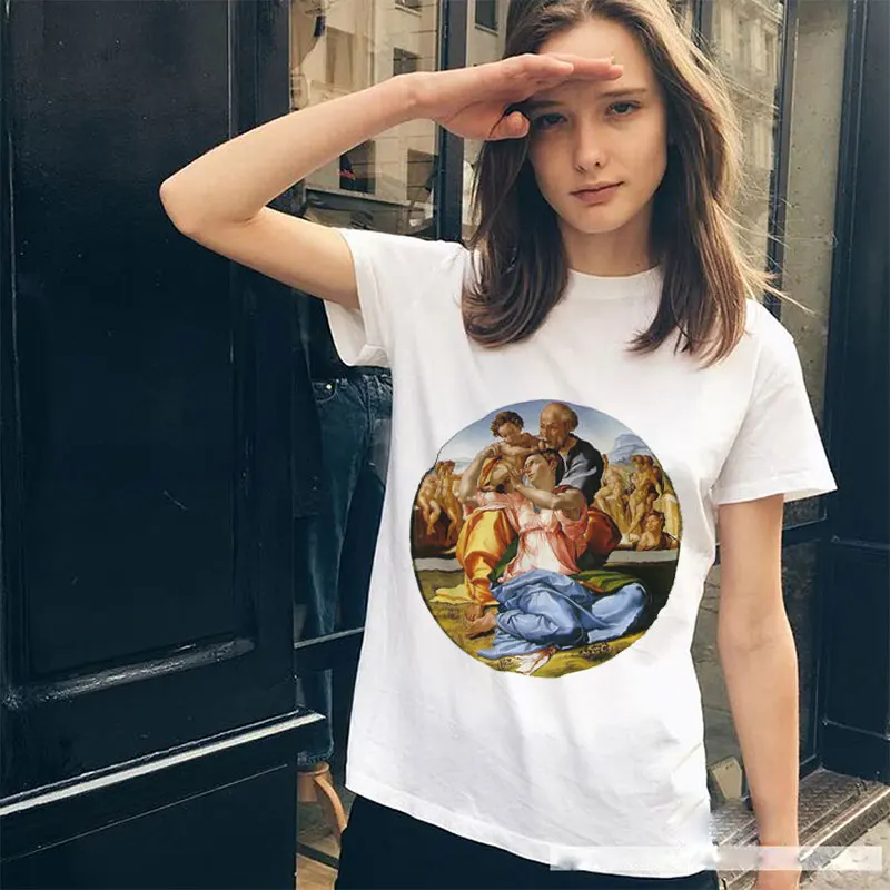 Женские футболки с рисунком Ван Гога черные буквенным принтом для девушек модные