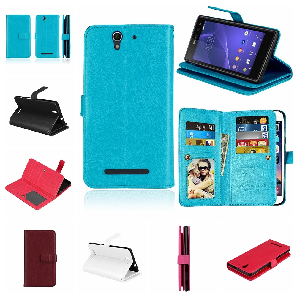 Кожаный флип-чехол для sony Xperia C3 D2533/Xperia C3 Dual D2502 Чехол Подставка-кошелек для телефона чехол с держатель для карт для sony C3 сумка