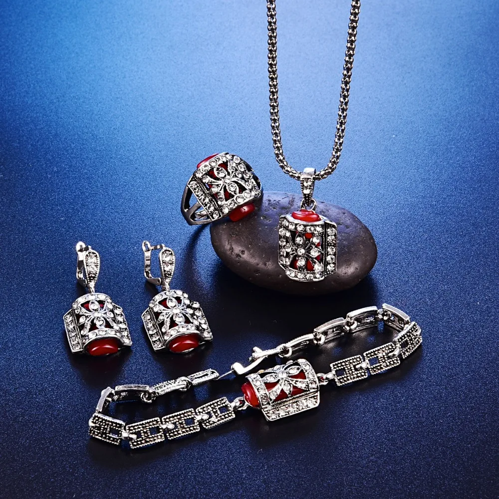 Новый дизайн античный серебряный цвет Ювелирные наборы модные Смоляные Наборы