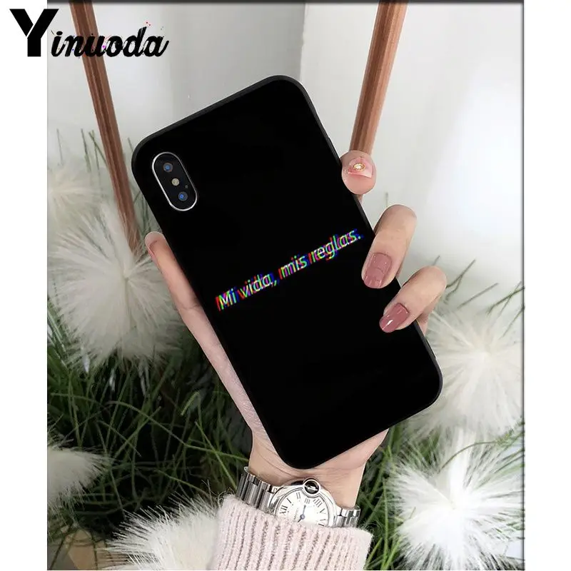 

Yinuoda Color text on a black background Soft Silicone TPU Phone Cover for iPhone 5 5Sx 6 7 7plus 8 8Plus X XS MAX XR
