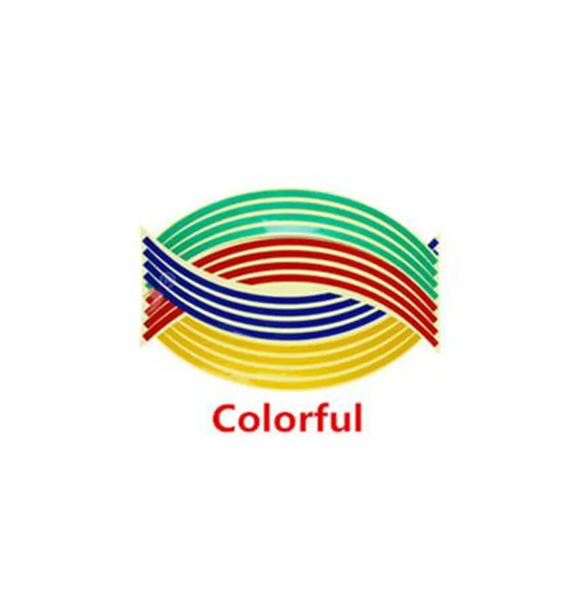 Colorful Наклейки на колеса мотоцикла светоотражающие полосы водонепроницаемый обод полоса лента скутер велосипед украшение шин для Kawasaki Honda Yamaha - Цвет: Colorful