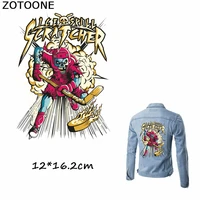 zotoone cool biker patches motorcycle skull hockey athlete patches iron on heat transfers for clothes decoration diy accessory e
