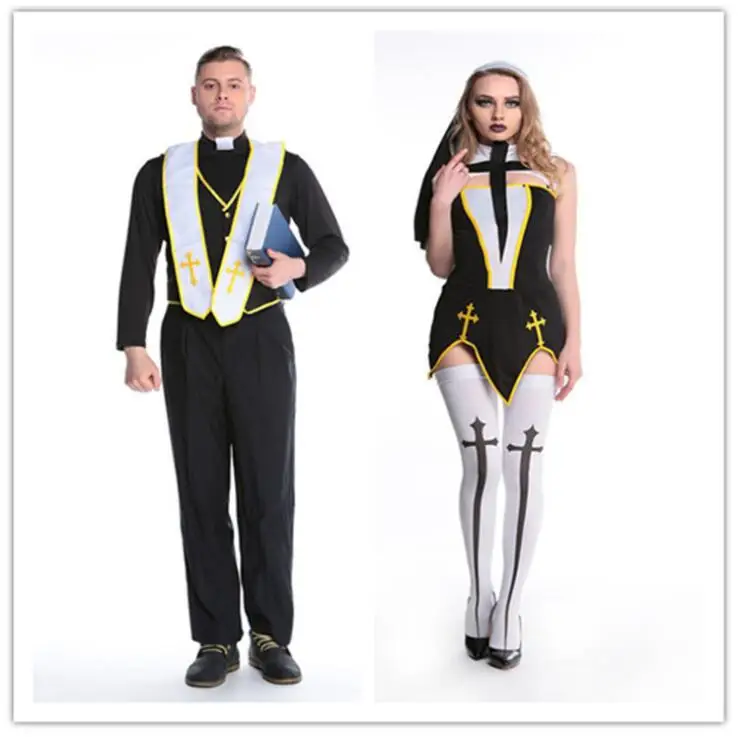 Женский костюм на Хэллоуин сексуальная монахиня сестра Европейский религиозный