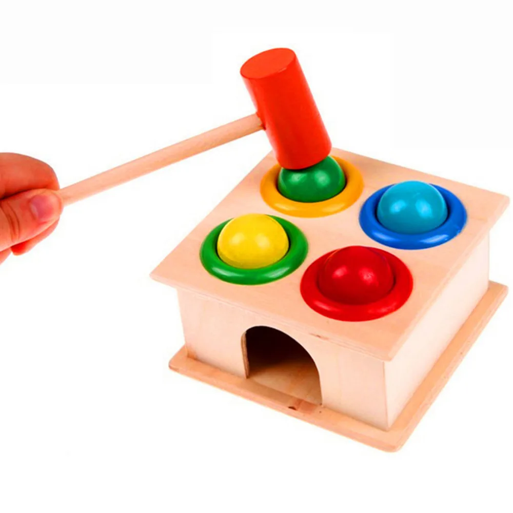 

1Set Wooden Hammering Ball Hammer Box Children Fun Playing Hamster Game Toy Early Learning Educational Toys