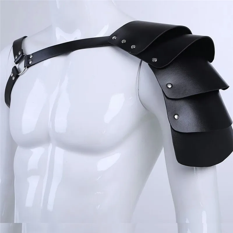 

Gothic Punk Faux Leather Single Shoulder Belts Men Adjustable Shoulder Support Strap Fashion Cosplay Belts Cool Party Club Belt