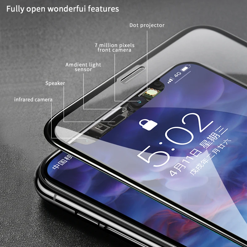 6D полное покрытие закаленное стекло для iphone 8 7 6 6S Plus X XR xs max защита экрана защитное