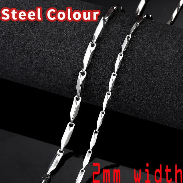 2mm width Байер, ожерелье из нержавеющей стали, семена дыни, новинка, крученая часть, золотая, модная цепочка Ожерелье для мальчика, мужское ожерелье, цепочка, серебряный цвет, BN1024 - Окраска металла: 2mm width