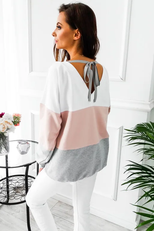 Женский полосатый топ с длинными рукавами Свободный Повседневный пуловер из