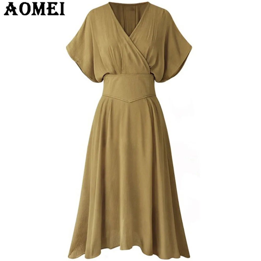 Женское сексуальное платье с коротким рукавом и v образным вырезом туника