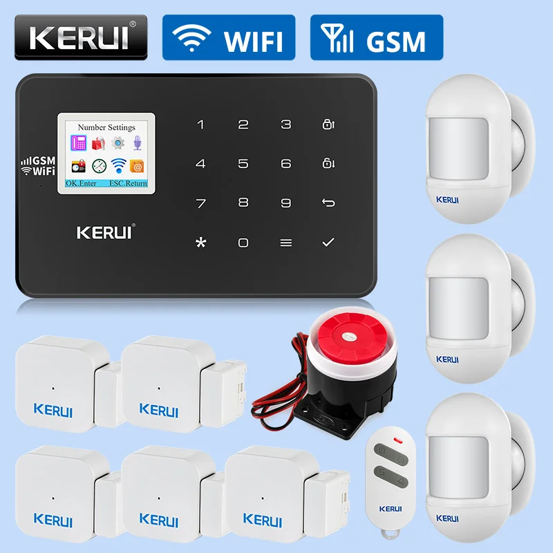 KERUI W18 Wi-Fi связь GSM охранная сигнализация беспроводная домашняя сигнализация детектор движения датчик дыма видео мониторинг комплект