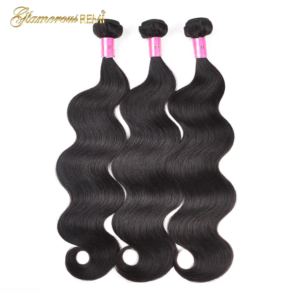 100% Human Hair Bundles 3 Piece Natural Black Brazilian Body Wave Weave 8-26 Inch Remy Extension Dropship | Шиньоны и парики