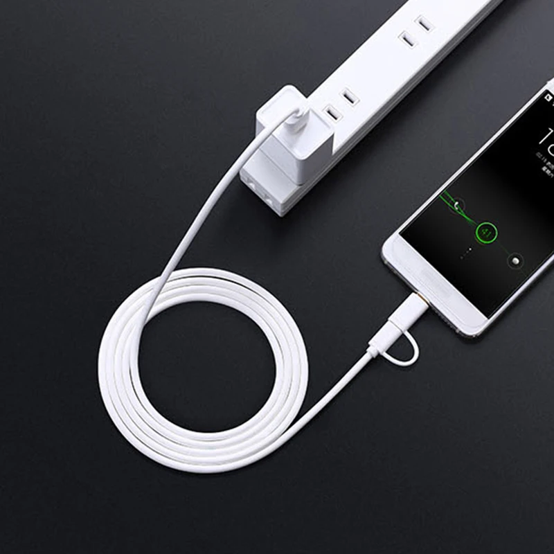 Xiaomi два в одном зарядный кабель Micro USB для Type-C поддержка быстрой зарядки смартфона