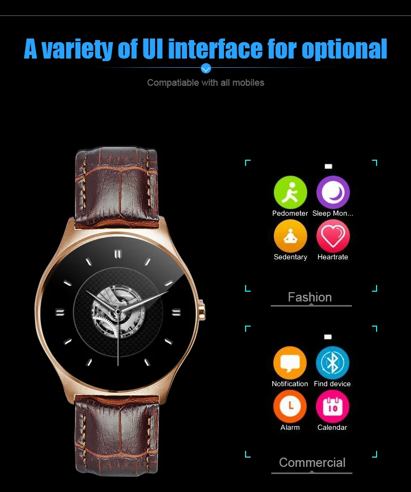 DAWO Smartwatch US03 полукруглый экран Смарт Часы сердечного ритма мониторы Шагомер